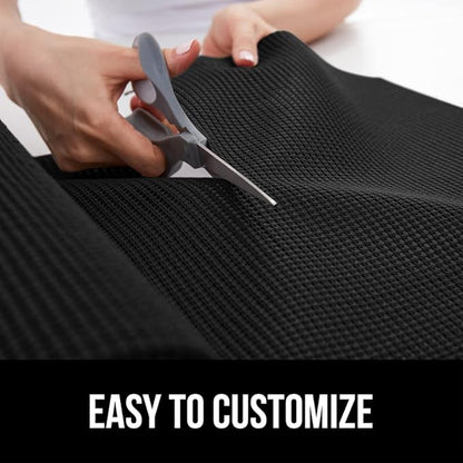 GORILLA GRIP powerGRIP Drawer Shelf and Cabinet Liner, Thick Strong Hold, Non-Adhesive Liners Protect Kitchen Cabinets and Cupboard, Bathroom Drawers, Easy Install, Breathable Mat, 12" x30', Black