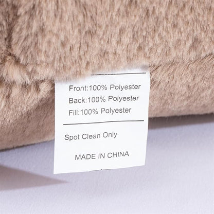 Holawakaka Large Faux Fur Bed Rest Pillow with Arms, Rabbit Fur Reading Pillows Perfect for Adults Men Women, Arm, Back, Pregnancy Lumbar & Head Neck Coccyx Lower Back Support Cushion (Khaki)