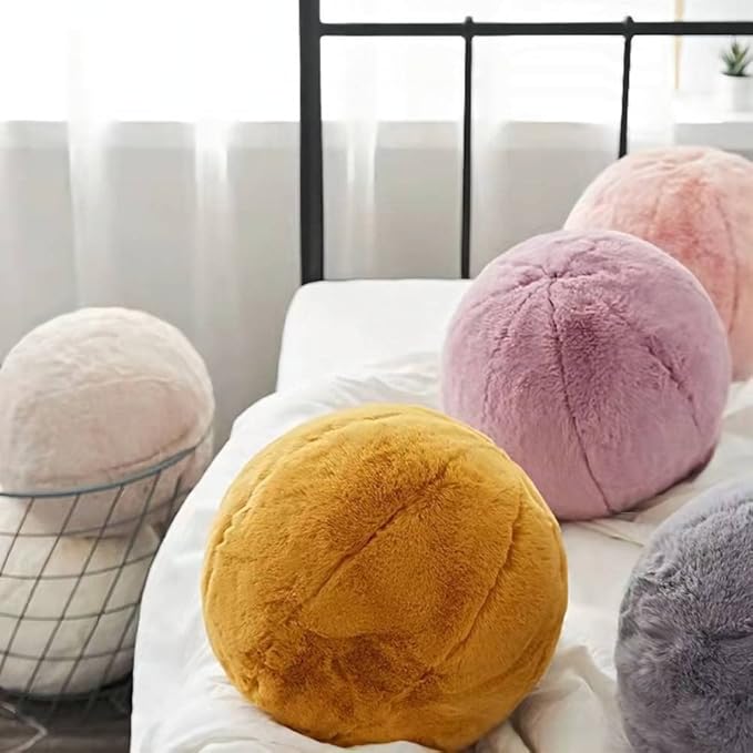 MOJUN Plush Ball Pillow, Round Throw Pillow Home Decoration Floor Pillow Cushion, Sphere Pillow for Chair Couch Sofa Bedroom Gift (13.77inch, Yellow)