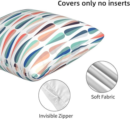 bassyil Mid Century Retro Drop Throw Pillow Covers Decorative Linen Pillow Cases Set of 2 Square Cushion Cover for Couch Sofa Bedroom Patio 18x18 Inch