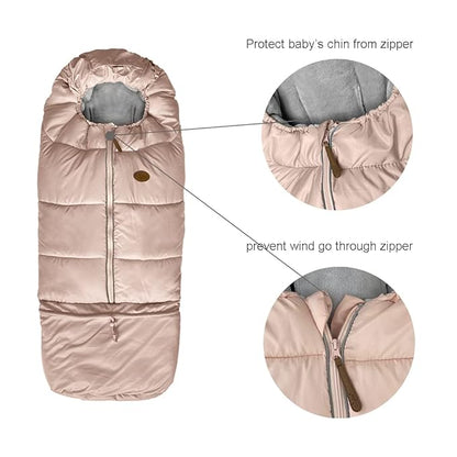 CozyMe Waterproof Winter Comfortable Thick Coral Fleece Universal Stroller Footmuff,Length Adjustable Good for All Toddler,Anti-Kicking, Anti-Slipy Baby Stroller Bunting Bag 0-5T