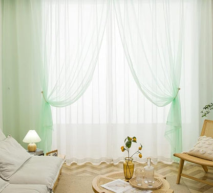 PI Mint Sheer Curtains Grommet Panels, Sheer Voile Light Filtering Window Curtain for Porch/Patio 2 Panels (W52 X L150, Mint Green)