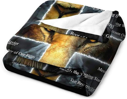 Christian Lion Blanket Scripture Jesus Throw Blanket Christian Gifts for Women Men Religious Blanket for Kids Adults Soft Warm Cozy Fleece Blanket for Couch Sofa Bed 50"x60"