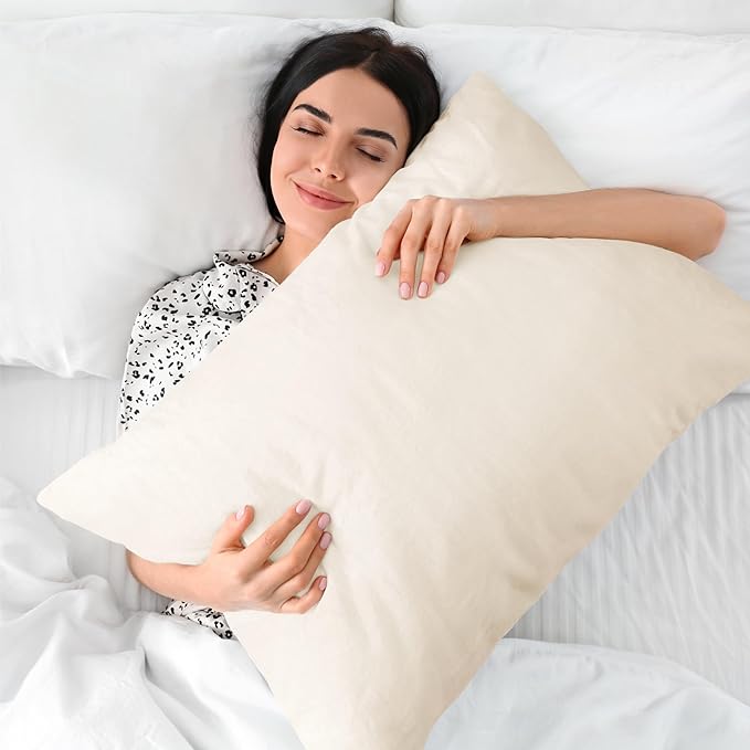 BEDELITE Flannel Pillowcases Standard Set of 2, Super Soft Fleece Pillow Case Cover with Zipper for Bedroom, Sofa, Couch,Luxury Cozy Fuzzy Velvet Pillow Shams for All Seasons(20x26 Inches, Off White)
