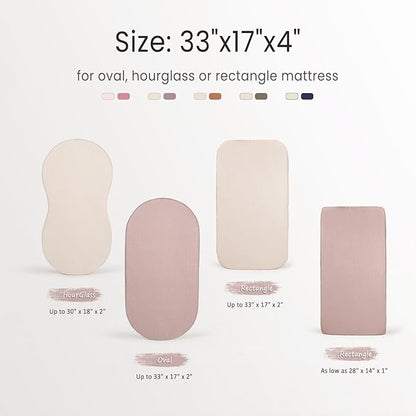 lulumoon Baby Muslin Bassinet Sheets: Cotton Bassinet Sheets Neutral for Boys and Girls - Fitted for Oval Rectangle or Hourglass
