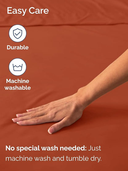 Extra Deep Cal King Fitted Sheet - Hotel Luxury Single Fitted Sheet Only - Easily Fits 18 inch to 24 inch Mattress - Ultra Soft, Wrinkle Free with Extra Deep Pockets - Breathable & Comfy - Terracotta