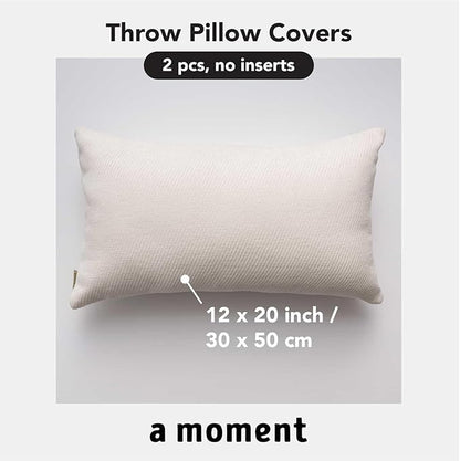 a moment Pack of 2 Decorative Christmas Chenille Throw Pillow Covers with Twill Cushion Covers for Sofa Living Room Couch Bed 12x20 Inch Raw White