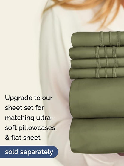 Extra Deep Cal King Fitted Sheet - Hotel Luxury Single Fitted Sheet Only - Easily Fits 18 inch to 24 inch Mattress - Ultra Soft, Wrinkle Free with Extra Deep Pockets - Breathable & Comfy - Sage Green