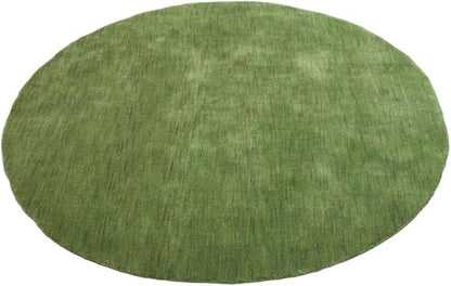 Hand Knotted Loom Wool ECO-Friendly Area Rugs - 8'x8', Round, Green Color, Solid Plain Design, High Pile Thick Handmade Anti Skid Area Rugs for Living Room, Bed Room (L00111)
