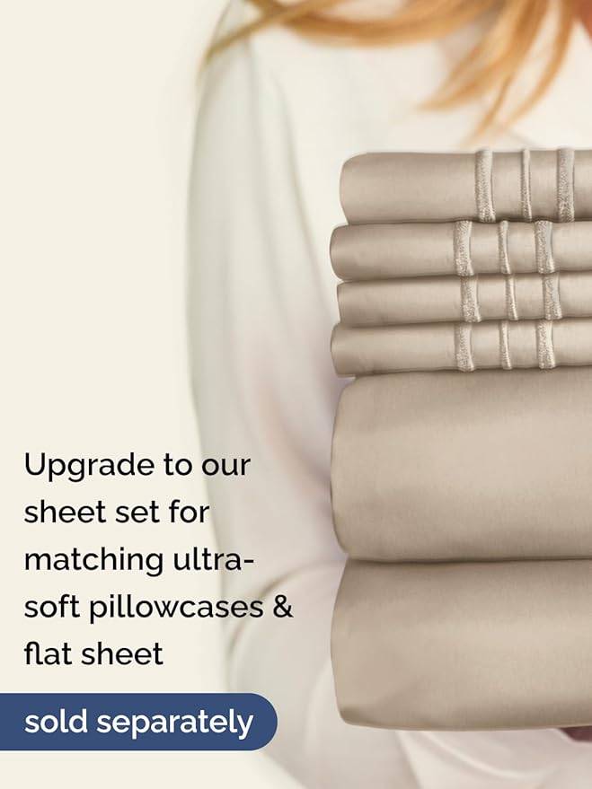 Extra Deep Twin XL Fitted Sheet - Hotel Luxury Single Fitted Sheet Only - Easily Fits 18 inch to 24 inch Mattress - Ultra Soft, Wrinkle & Fade Free w/Extra Deep Pockets - Breathable & Comfy - Cream
