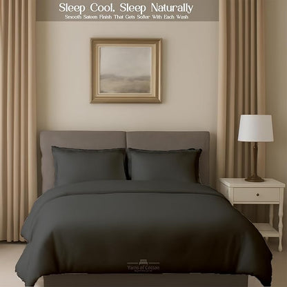Sleeper Sofa 4 Piece Bed Sheet Set Premium Quality 100% Cotton 500 Thread Count, Smooth & Super Soft Sateen Weave, Extra Soft Bed Sheets, Wrinkle Free, 8 Inch Deep Pocket (Queen, Dark Grey)
