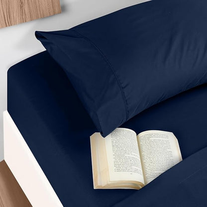 Lukeville's Cot Sheet 25" x 75", Daycare for Cot Size Mattress Sheets Pack of 2 Fitted Narrow Twin/Camp Bunk/Rvs Bunk/Trifold Mattress, Soft and PolyBlend Microfiber Cover for Toddler, Navy Blue