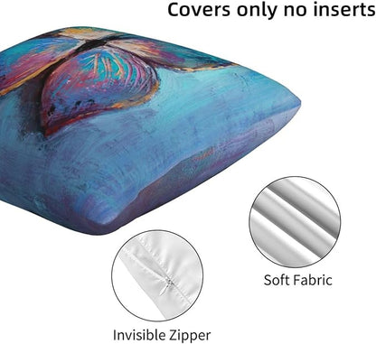 bassyil Blue Butterfly Throw Pillow Covers Decorative Linen Pillow Cases Set of 2 Square Cushion Cover for Couch Sofa Bedroom Patio 18x18 Inch