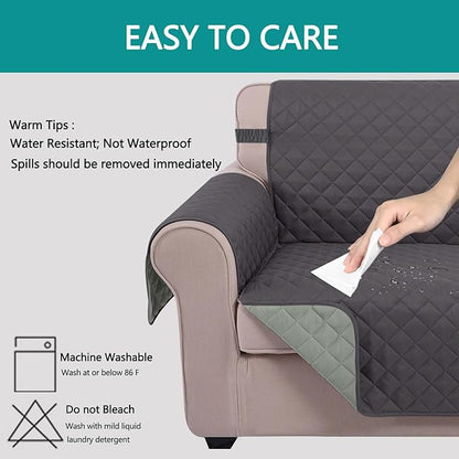 U-NICE HOME Recliner Chair Covers Reversible Chair Cover Pet Covers for Dogs with Elastic Straps Water Resistant Diamond Quilted (23''Recliner Small, Dark Grey/Light Grey)