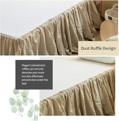 Simple&Opulence Belgian Linen Bed Skirt with Classic 16 inch Tailored Drop Dust Ruffle, Easy Fit Breathable Premium Natural Flax- Pleated Linen,Queen