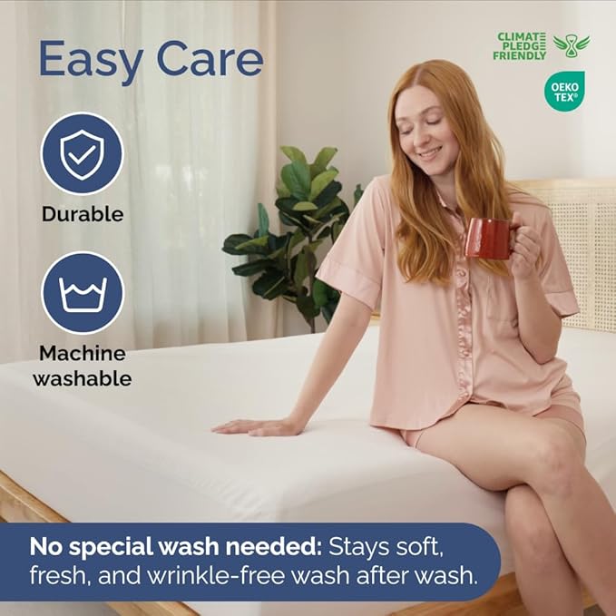 100% Waterproof Mattress Protector Or Your Money Back King Size-Premium Fitted Terry Cover - Noiseless, Soft & Cooling - Secure Fit up to 16” Deep Pockets -Machine Washable & Wrinkle-Free - White
