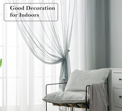 PI Grey Sheer Curtains with Grommet,Transparent Sheer Voile Window Draperies for Indoors/Bedroom 2 Panels (W52 X L108, Blue Grey)