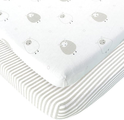 Bassinet Fitted Sheets for Baby Beside Dreamer Bedside Sleeper and Chicco Next2Me – Fits 20 x 33 Mattress – Snuggly Soft Jersey Cotton – Grey – 2 Pack