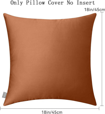 Thmyo 4-Pack 100% Cotton Comfortable Solid Decorative Throw Pillow Case, Square Cushion Cover Pillowcase Sublimation Blank Pillow Covers DIY Throw Pillowcase for Sofa(18x18 inch/ 45x45cm,Rust)