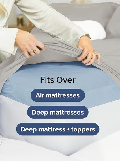 Extra Deep Pocket King Sheets - 4 Piece Breathable & Cooling Bed Sheets - Hotel Luxury Bed Sheet Set - Soft, Wrinkle Free & Comfy - Easily Fits Extra Deep Mattresses - Deep Pocket Light Grey Sheets