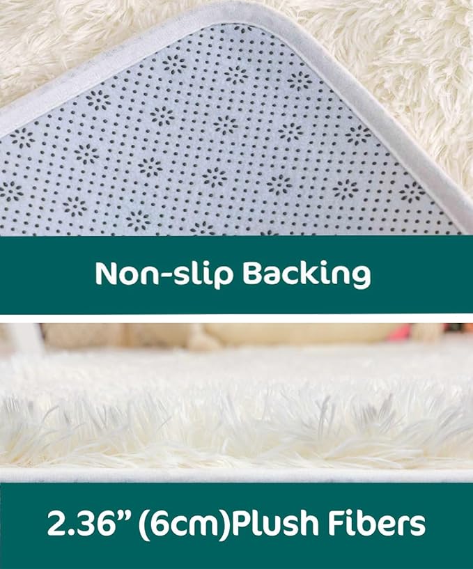 Kate Photography Floor Mats Super Soft PV Fur Rug Fluffy White Plush Area Carpet for Living Room Photography Studio Washable Shaggy Rug 5x10ft