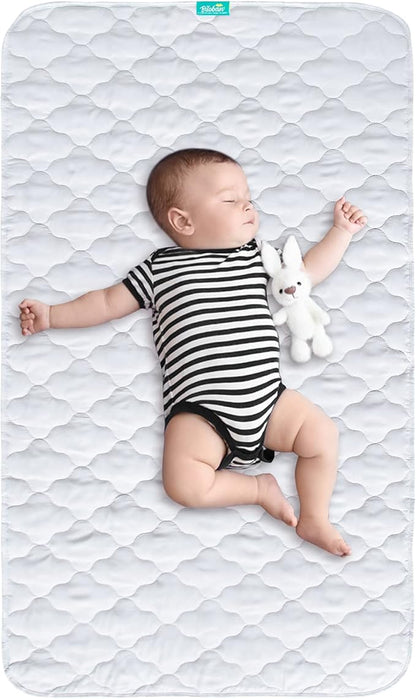 Waterproof Crib Mattress Protector Pad Cover 2 Pack 28" x 52", Anti Slip & Absorbent Waterproof Bed Pads for Standard Crib/Toddler Bed Quilted Machine Washable (Quilted Improved Thickness) White