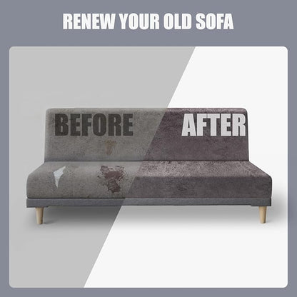 molasofa Leather Like Stretch Futon Slipcover Armless Futon Bed Sofa Cover Furniture Protector with Elastic Bottom, Soft and Washable Futon Cover for Sofa Bed Stay in Place（Medium，Khaki）