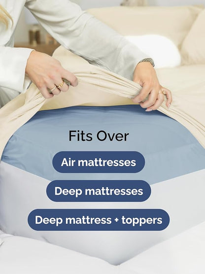Extra Deep Pocket Full Sheets - 4 Piece Breathable & Cooling Bed Sheets - Hotel Luxury Bed Sheet Set - Soft, Wrinkle Free & Comfy - Easily Fits Extra Deep Mattresses - Deep Pocket Off White Sheets Set