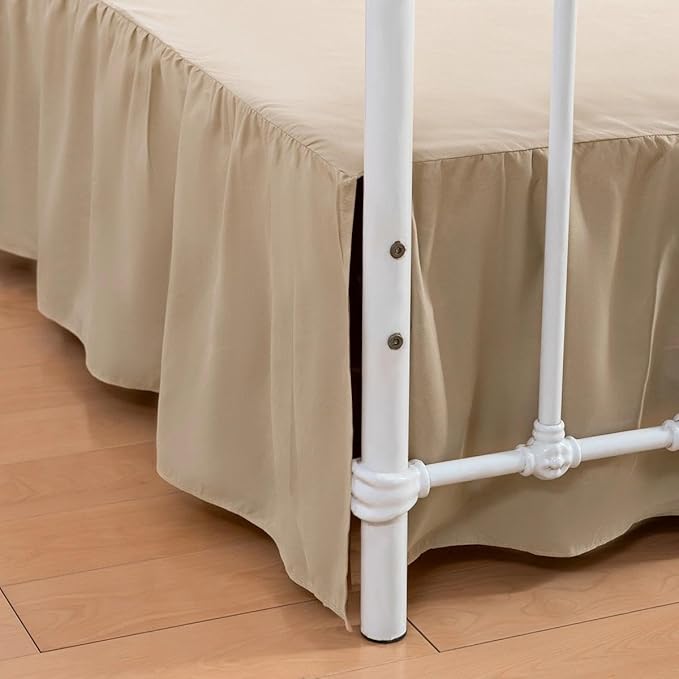 Bed Skirt Queen Size Ruffled Bed Skirts with Split Corners, 14 Inch Drop Dust Ruffle Bed Skirt with Platform - Queen, 14 Inch, Light Camel
