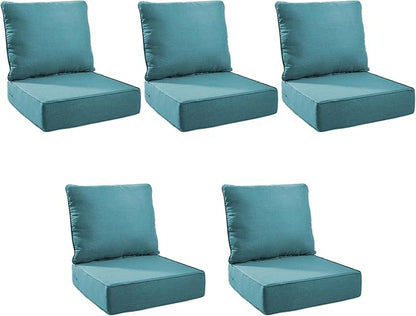 Outdoor Cushion Set for Furniture Patio Furniture, UV Resistant, Water Resistant - 6 Inch Thick Foam Garden Cushions– 22x24 Inch Patio Seat Covers for Chair/Sofa/Couch | Peacock Green | 5-Pack |