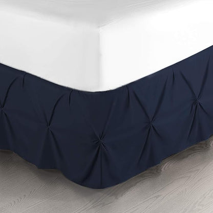 Nestl Navy Blue Bed Skirt - Pinch Pleat Full Size, 14" Drop, Premium Microfiber