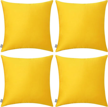 Thmyo 4-Pack 100% Cotton Comfortable Solid Decorative Throw Pillow Cases Square Cushion Covers Sublimation Blank DIY Throw Pillowcase (Only Pillow Covers No Inserts)(18x18 inch/45x45cm,Yellow)