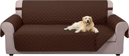 U-NICE HOME Large Sofa Cover Reversible Couch Cover for Dogs with Elastic Straps Water Resistant Furniture Protector for Pets Couch Cover for 4 Cushion Couch (Oversized Sofa, Brown/Brown)