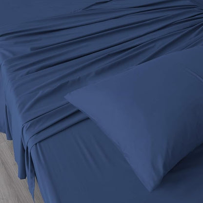SPRINGSPIRIT Split Top King Sheets Sets for Adjustable Bed, 4 Piece Bed Sheets Set Deep Pockets, Extra Soft and Breathable Bedding Sheets, Navy