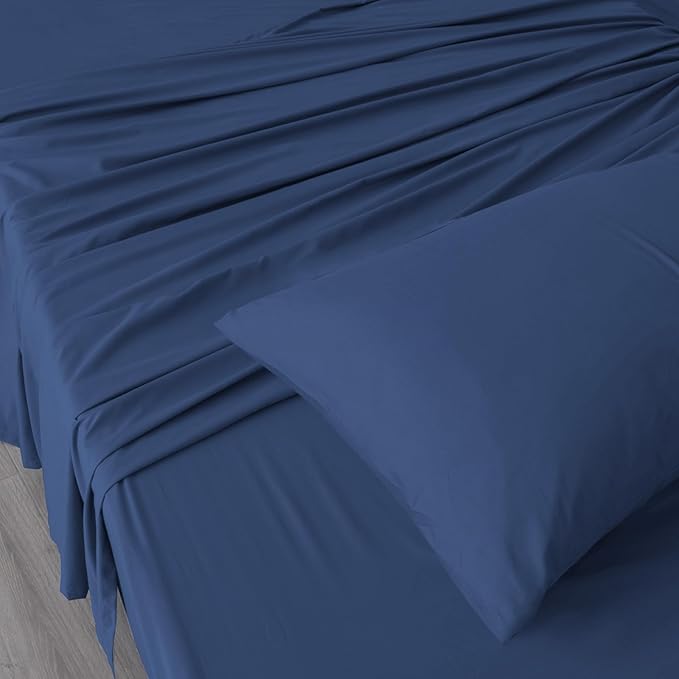 SPRINGSPIRIT RV Queen Sheets, Super Soft RV Short Queen Sheets for RV Camper, 4 Piece Bed Sheet Set Deep Pockets, Extra Soft and Breathable Bedding Sheet, Navy