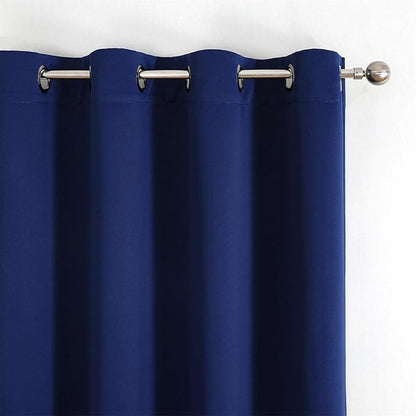 MIUCO 2 Panels Room Darkening Thermal Insulated Grommet Window Blackout Curtains for Bedroom 63 Inches Long Navy Blue