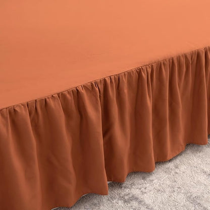 Terracotta Bed Skirt King Size Ruffled Bed Skirt with Split Corners, King Bed Skirt 16 Inch Drop, King Size Bed Skirt Terracotta for Ruffled Bed Skirt with Split Corners, Bed Skirts King Size