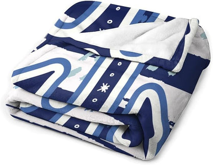 Nautical Anchor Blanket Modern Cartoon Anchor Ocean Adventure Blue White Soft Cozy Lightweight Throw Blanket for Kids Boys Men Bedroom Living Room Dorm Chair Sofa Travel 40x50in