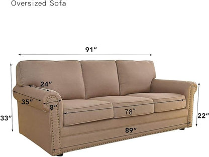 Easy-Going Stretch Oversized Sofa Slipcover 1-Piece Sofa Cover Furniture Protector Couch Soft with Elastic Bottom for Kids, Polyester Spandex Jacquard Fabric Small Checks Navy