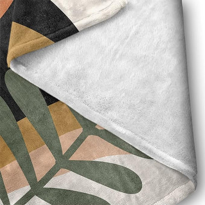 Boho Mid Century Blankets Black Geometric Throws Beige Abstract Modern Throw Blanket Minimalist Sun Soft Warm Bed Bedding Blankets for Couch Bedroom Sofa Office Cozy Flannel Blanket 30"X40"