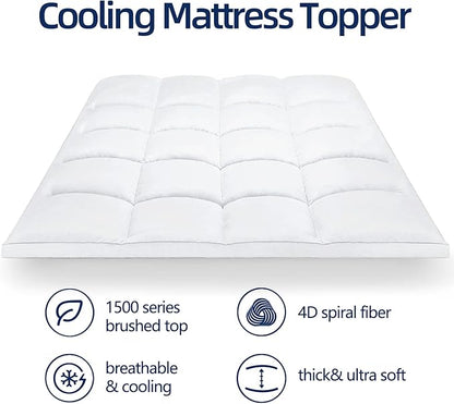 Mattress Topper Twin XL for Back Pain, Extra Thick Mattress Pad Cover, Plush Pillow Top, Deep Elastic Pocket,White,39"X80"+20"