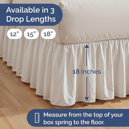 Bedskirt Twin Size Ruffle - 18 inch Drop Dust Ruffle Bed Skirt with Platform - Ultra-Soft, Easy Fit, Premium Hotel Quality - Wrinkle, Fade & Shrink Resistant - for Women, Men, Kids and Teens - White