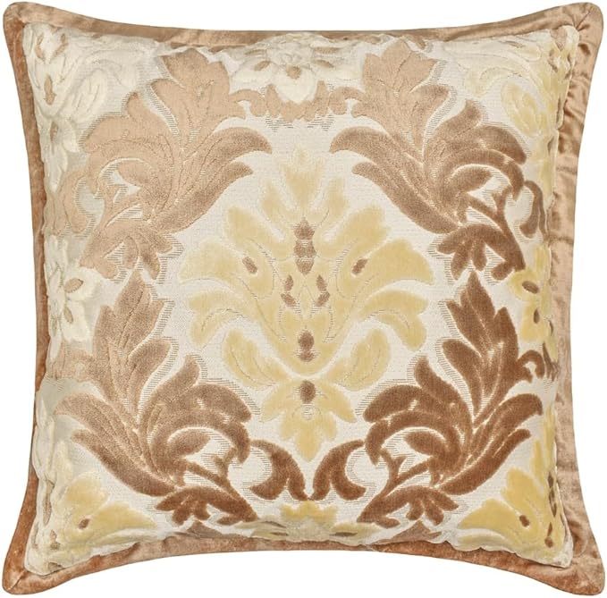 The HomeCentric King/Queen/Twin Beige Decorative CA King 86"x18" Bed Runner Without Pillow Cover, Damask Bed Scarf on Velvet Fabric - Emmeline