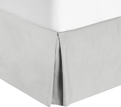 Bed Skirt - 100% Cotton 800 Thread Count Box Pleated Bed Skirt - Luxury Pleated Dust Ruffle, Hotel Quality Modern Bed Skirt, Easy Fit with 12 Inch Tailored Drop, Olympic Queen, Light Grey