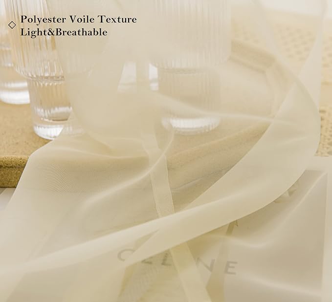 PI Living Room Sheer Curtains Grommet Panels,Translucent Voile Window Draperies for Bedroom/Villa 2 Panels (W52 X L90, Butter)