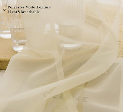 PI Living Room Sheer Curtains Grommet Panels,Translucent Voile Window Draperies for Bedroom/Villa 2 Panels (W52 X L90, Butter)