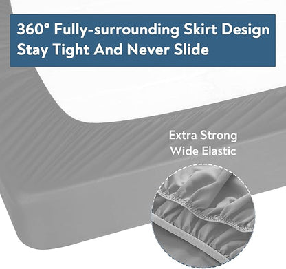 Twin Fitted Sheet Only, Super Soft & Cozy Twin Size Bed Sheets for Boys Kids with Deep Pocket to 14 Inch, Cooling Jersey Mattress Bottom Sheets,Shrinkage & Stain Resistant, Wrinkle Free, Gray