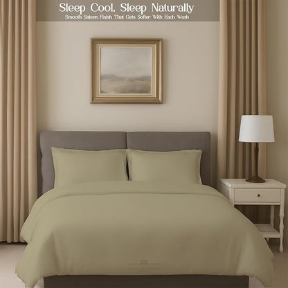 Sleeper Sofa 4 Piece Bed Sheet Set Premium Quality 100% Cotton 500 Thread Count, Smooth & Super Soft Sateen Weave, Extra Soft Bed Sheets, Wrinkle Free, 6 Inch Deep Pocket (Twin, Beige)
