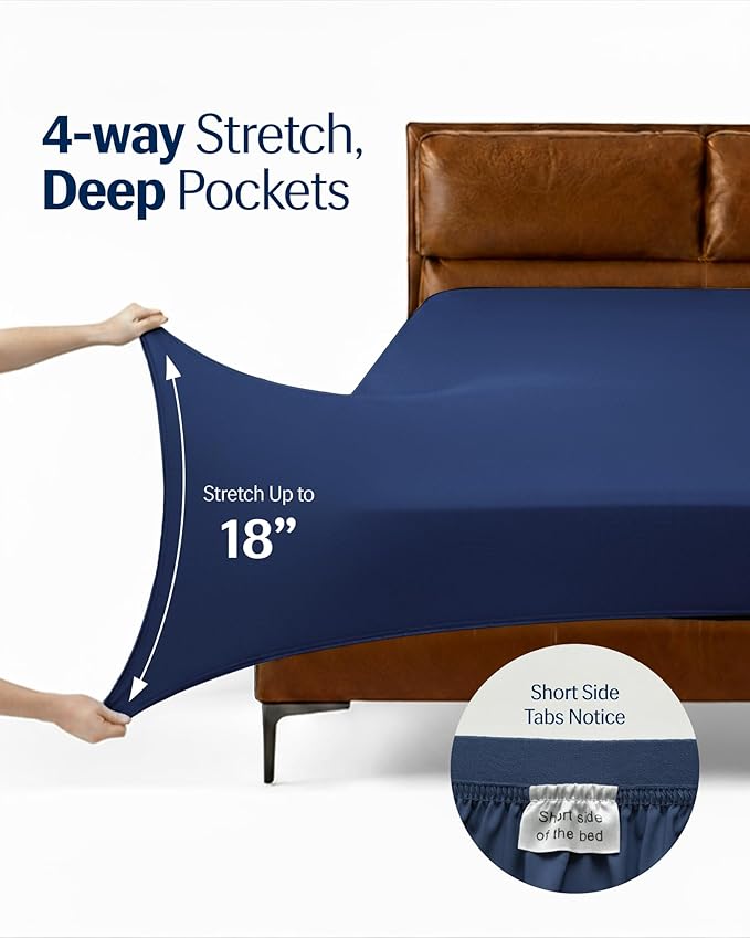 REST® Evercool®+ Starter Sheet Set, Full Size, Blue, Breathable Bed Sheet for Hot Sleeper and Night Sweats, with Pillowcases, Ionic+ Self-Cleaning Silver Yarn for Sensitive Skin, 3PCS No Flat Sheet