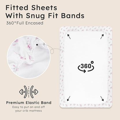 Baby Crib Sheets for Boys Girls Neutral, 2 Pack Crib Mattress Sheet for Standard Crib and Toddler Mattress, Super Soft Breathable Fitted Crib Sheet, 52" x 28"